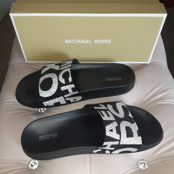 mk gilmore crystal embellished slide sandal - Picture 7 of 10